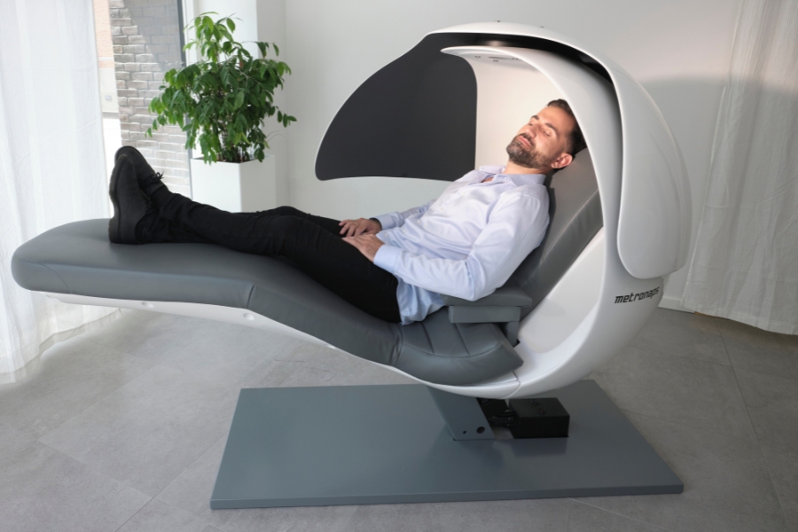 Napping Pod Elevated Footrest Futuristic Office Napping Pod