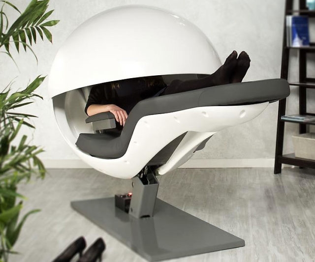 Napping Pod Hooded Dome Glossy White Futuristic Napping Pod