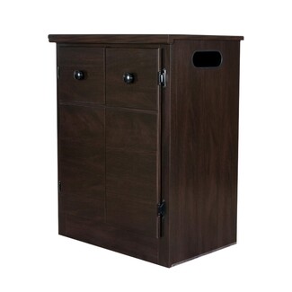 Nightstand Cabinet Faux Drawer Fronts Side Cutout Espresso