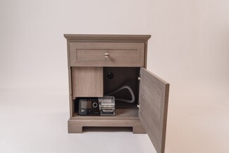 Nightstand Charleston Gray Cable Management Port Matte Surface