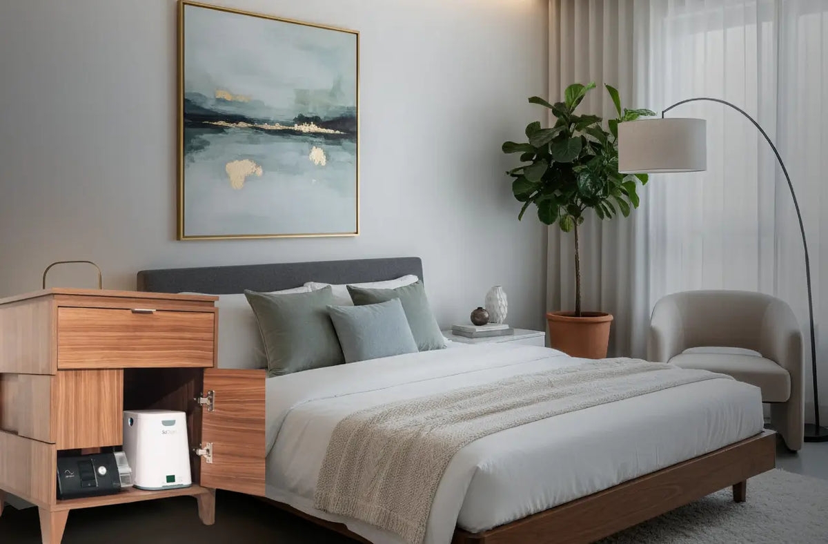 Nightstand Concealed Storage Mid-Century Modern Bedside Table