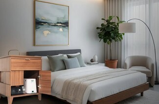 Nightstand Concealed Storage Mid-Century Modern Bedside Table