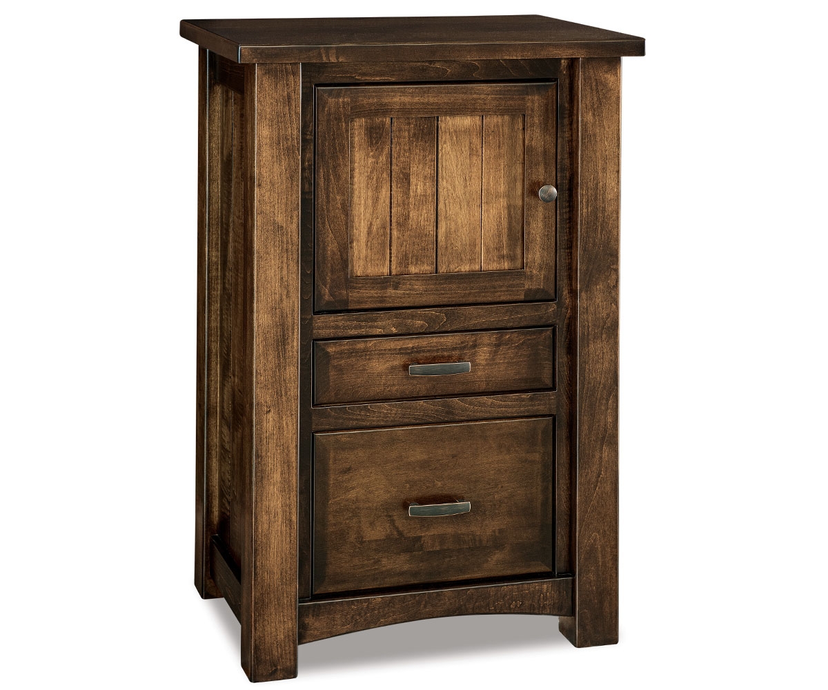 Nightstand Three Tier Storage Vertical Plank Door Artisan Finish
