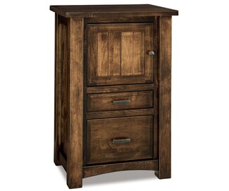 Nightstand Three Tier Storage Vertical Plank Door Artisan Finish