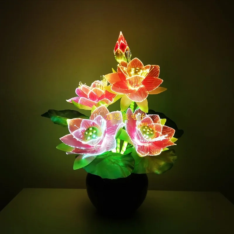 Novelty Lamp: Glowing Lotus Center Fiber Optic Lotus Lamp