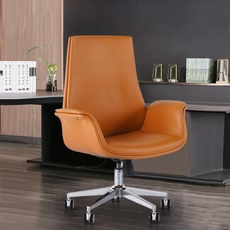 Office Chair Integrated Curved Arms and Polished Chrome Base