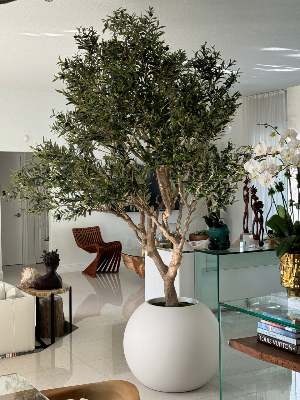 Olive Tree Matte Beige Spherical Globe Planter Nook