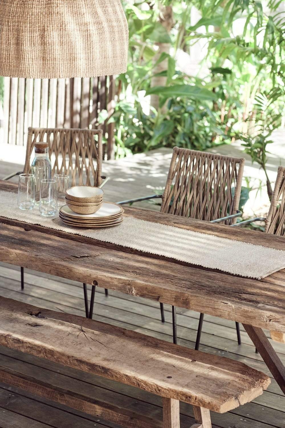Organic Table Runner: Natural Jute Weathered Wood