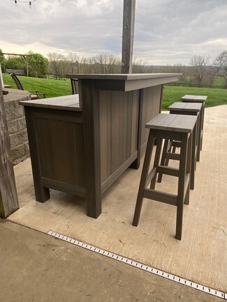 Outdoor Bar Set in Weathered Slate with Two-Tier Counter
