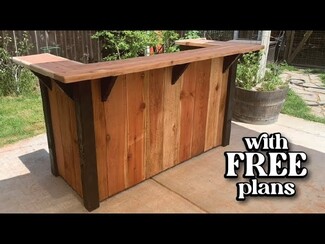 Outdoor Bar with Vertical Wood Plank Siding and Brackets