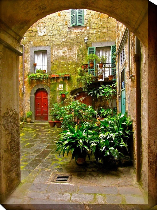 Outdoor Canvas Art Italian Courtyard Tuscan Villa Art