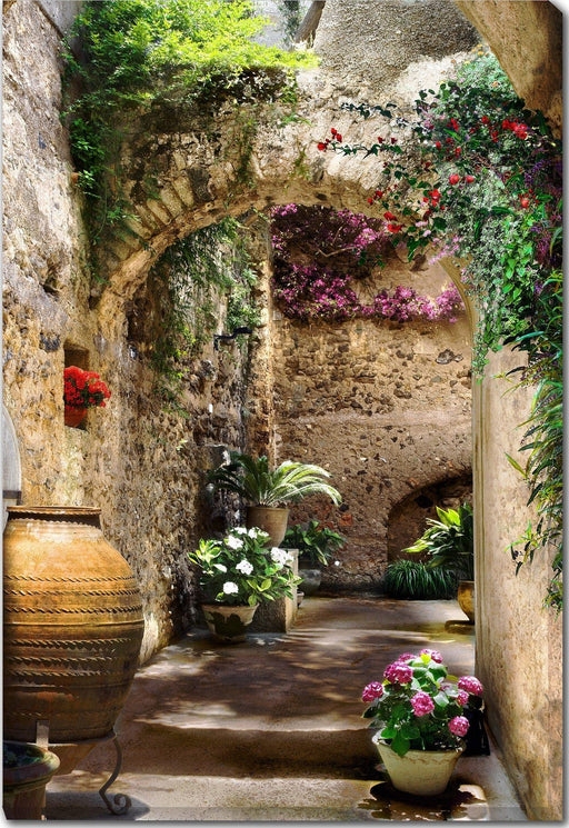 Outdoor Canvas Art Terracotta Urn Mediterranean Courtyard Art