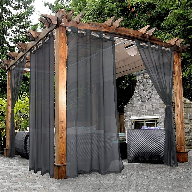 Outdoor Curtain Charcoal Sheer Voile Breezy Privacy