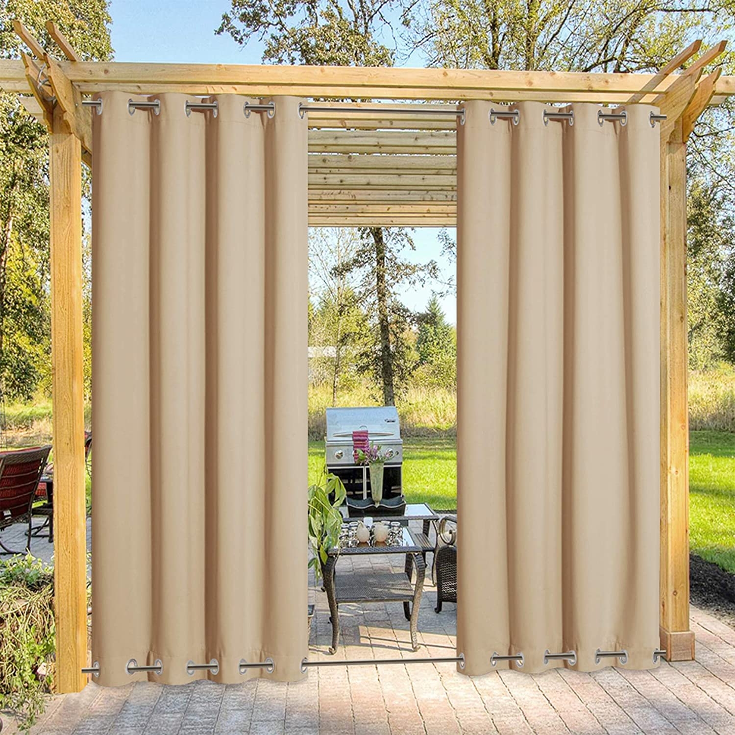 Outdoor Curtains Top Bottom Grommet Windproof Design