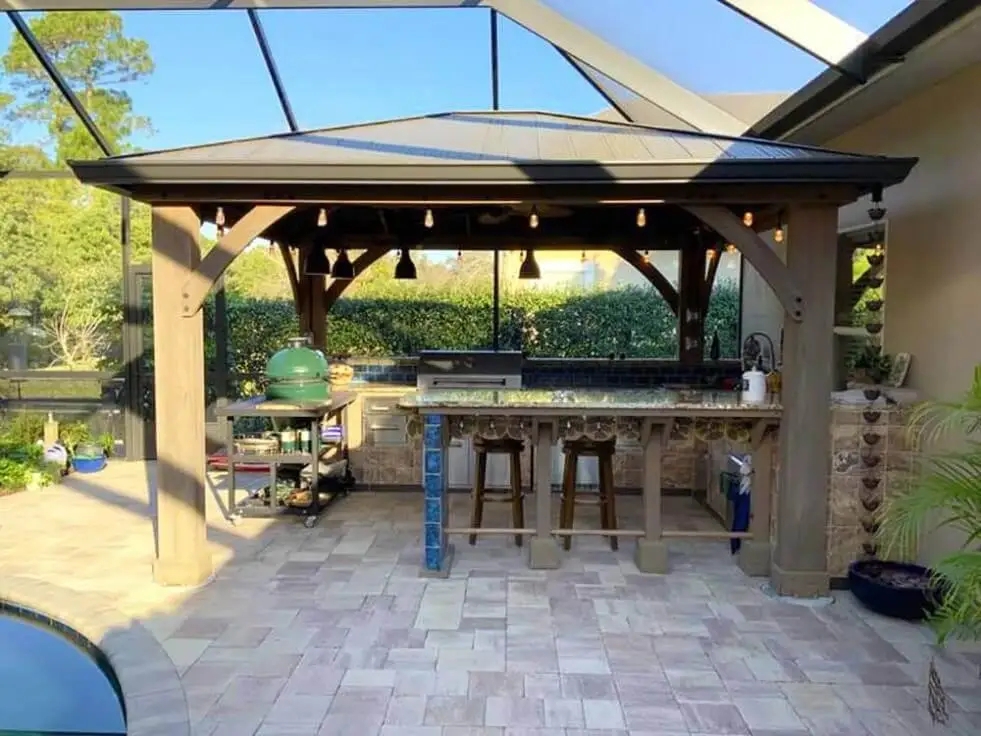Outdoor Kitchen Pavilion Blue Mosaic Lanai Accents