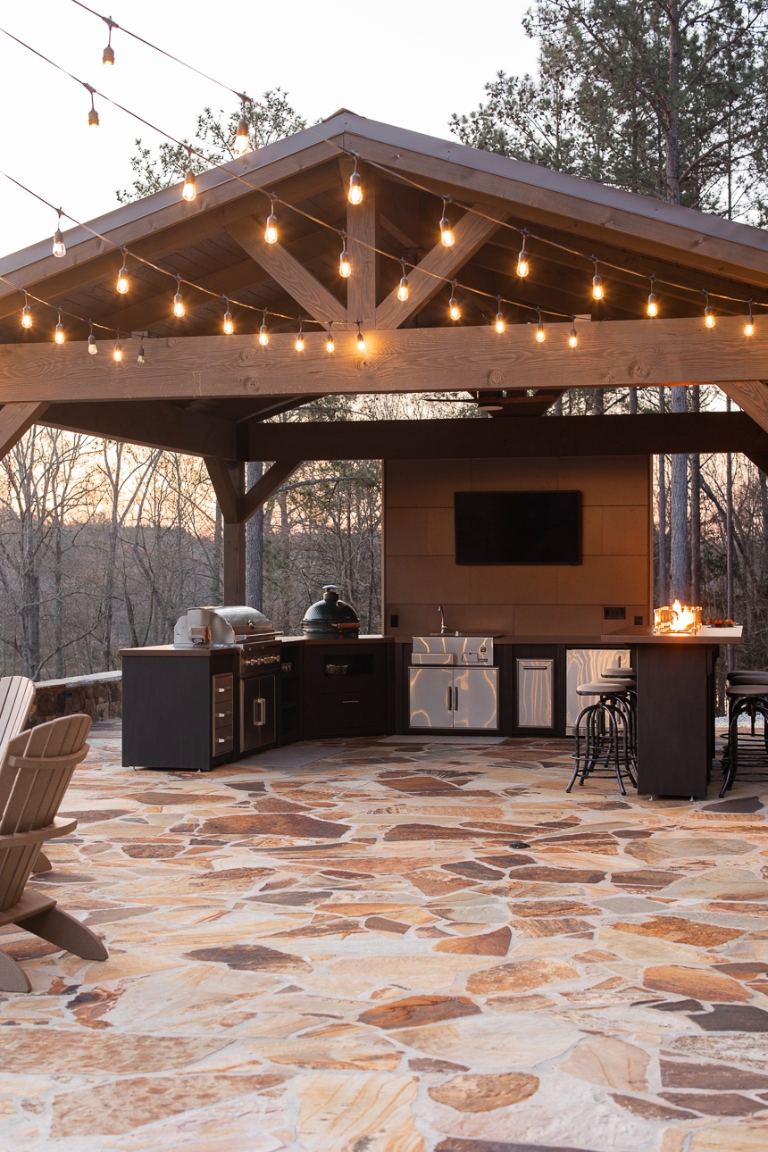 Outdoor Kitchen Timber Pavilion Flagstone Flooring