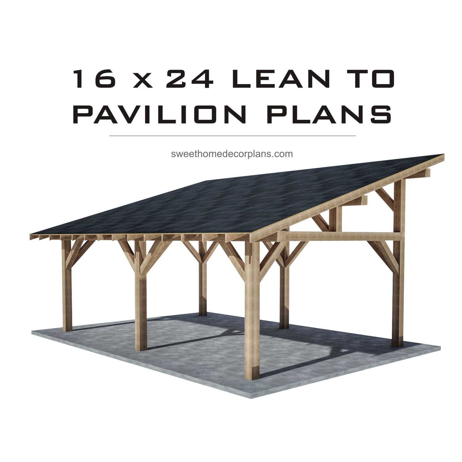 Outdoor Pavilion: Monoslope Roof 16x24 Backyard Shelter