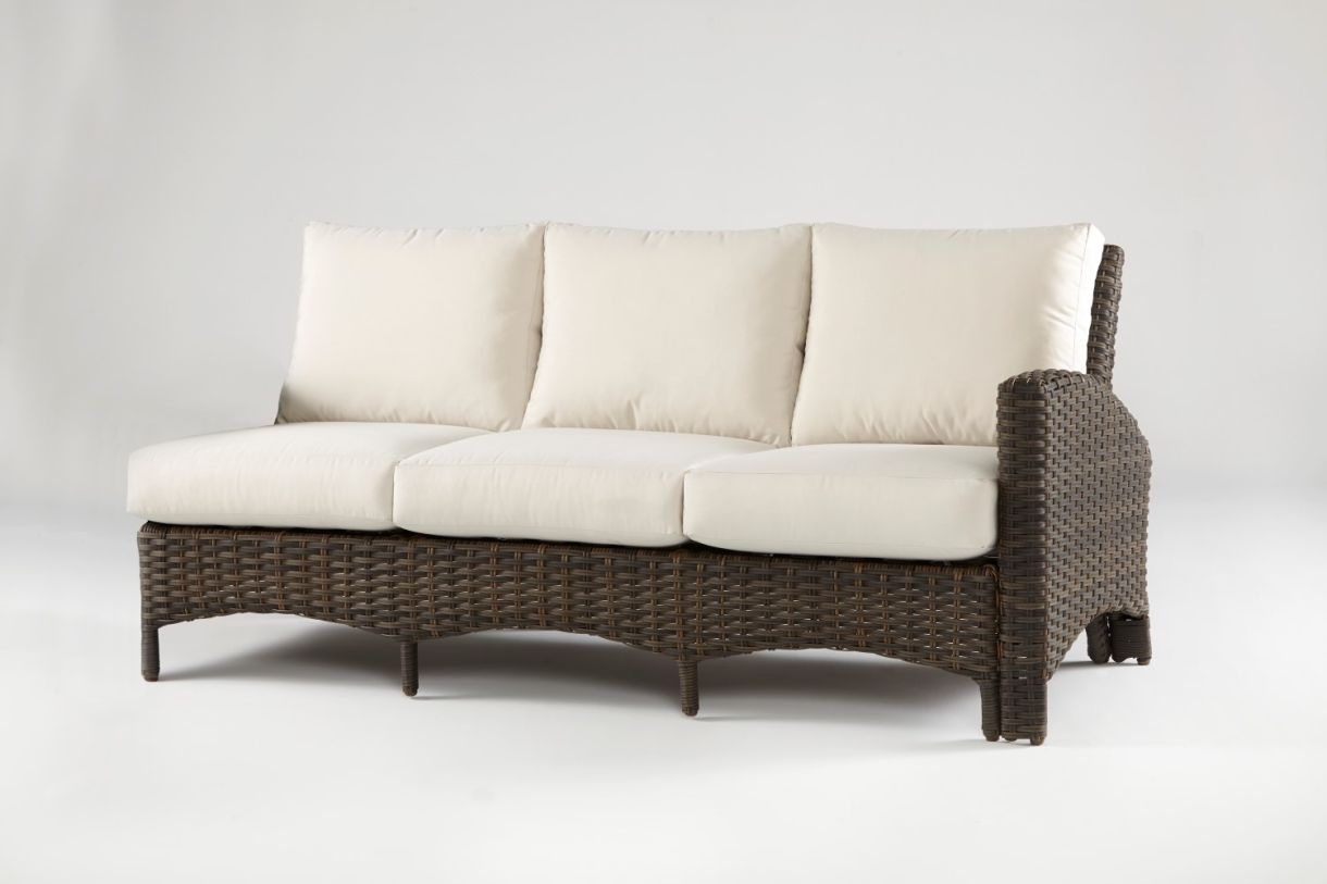 Outdoor Sofa Arched Apron Charcoal Brown Rattan Sectional