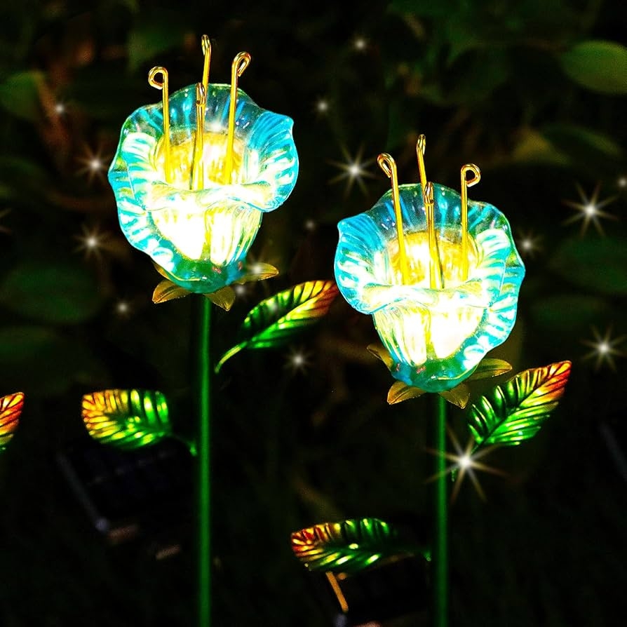 Outdoor Solar Light: Glowing Filaments Blue Garden Lilies