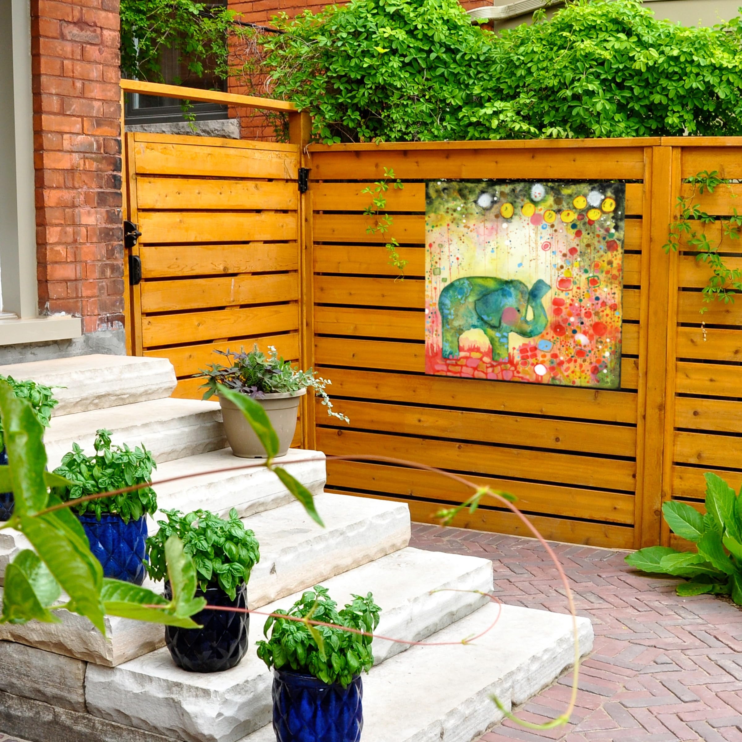 Outdoor Wall Art Elephant Motif Whimsical Garden Wall Art