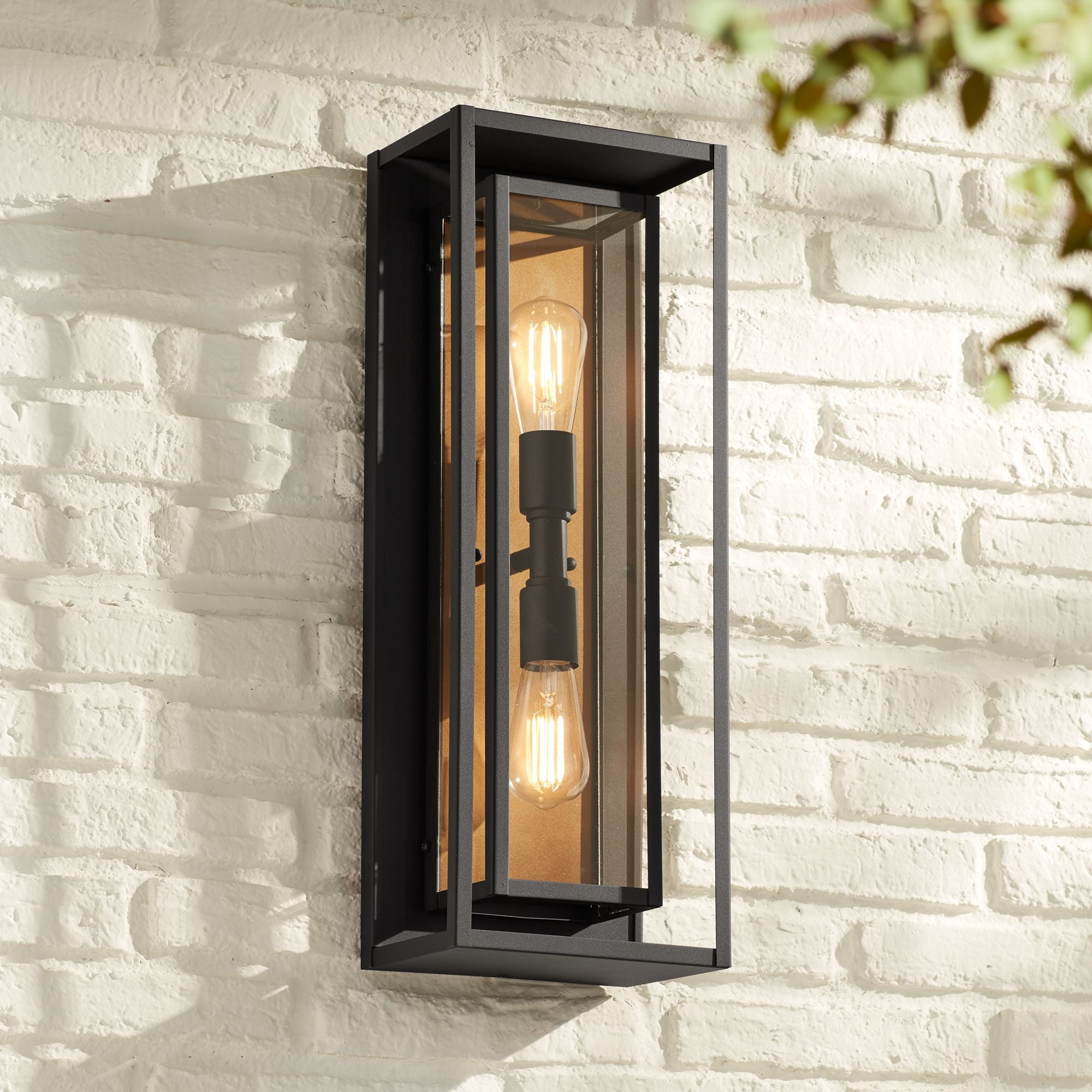 Outdoor Wall Sconce Nested Box Design Matte Black Frame