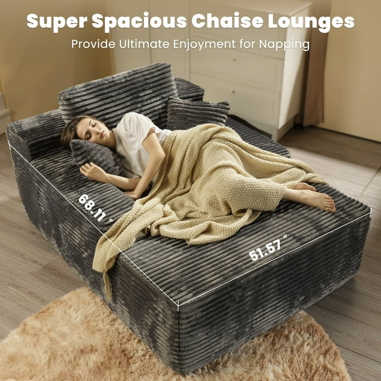 Oversized Chaise Lounge: Wide Wale Ribbing Boneless Floor Design