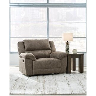 Oversized Recliner: Taupe Brown Manual with Plush Upholstery