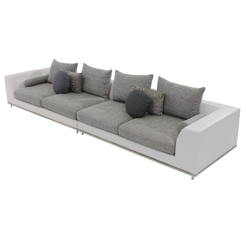 Oversized Sofa in Two-Tone Upholstery with Leopard Print