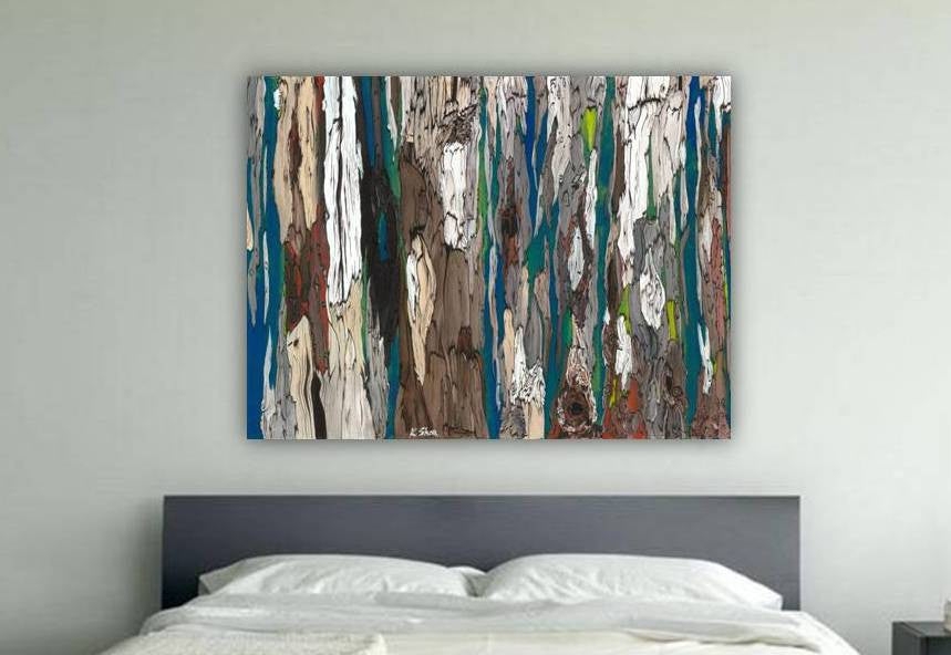 Oversized Wall Art Bark Motif Vertical Color Block