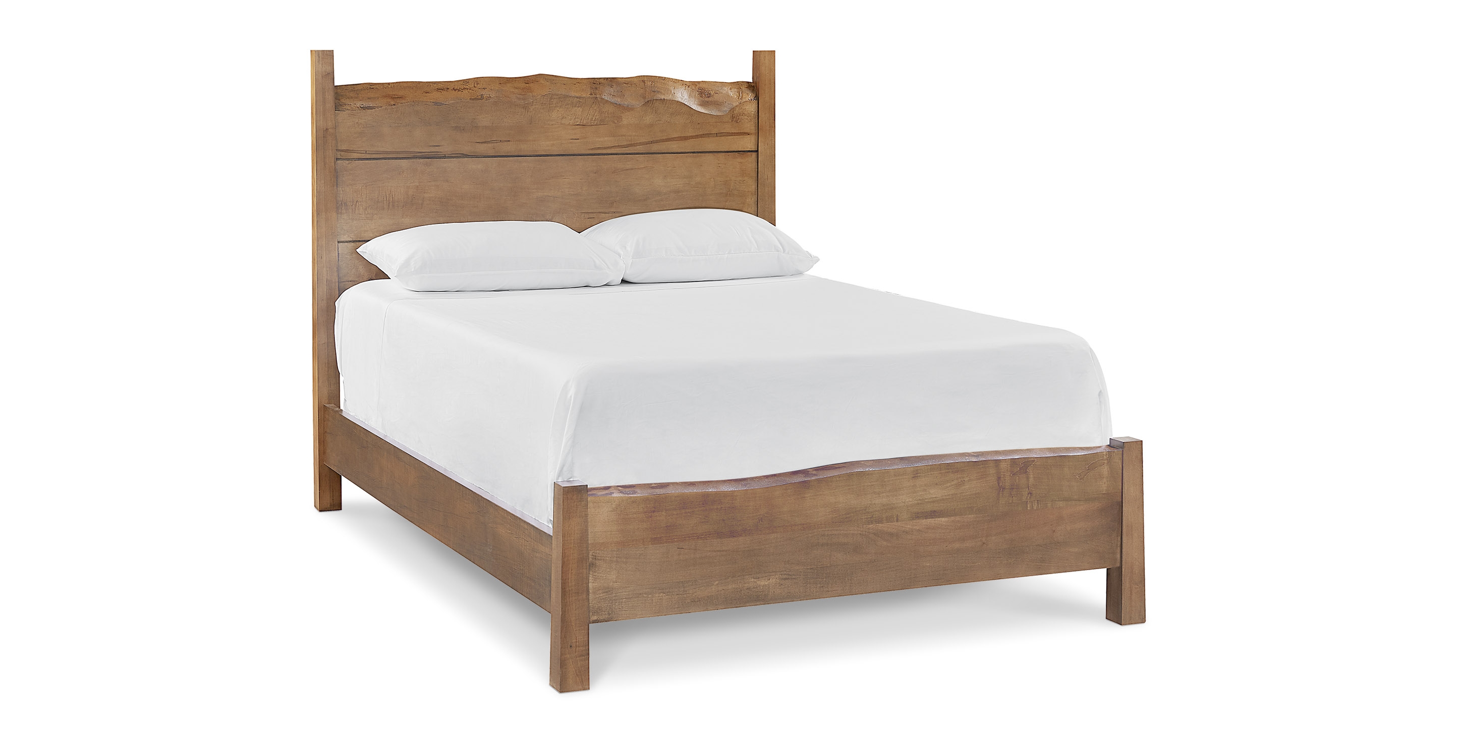 Panel Bed with Square Posts and Warm Honey Wood Frame