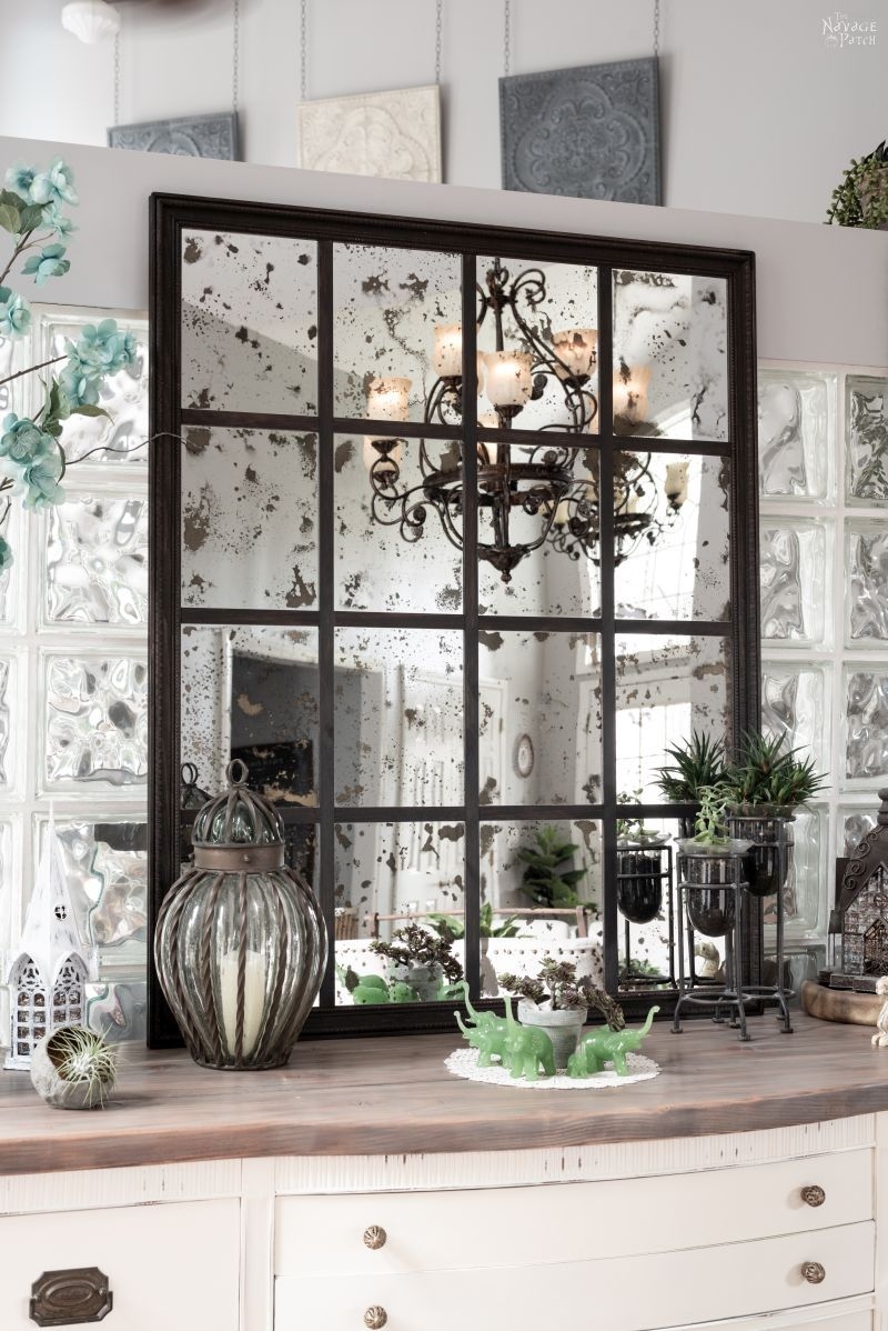 Panel Mirror with Windowpane Style and Rustic Industrial Mirror