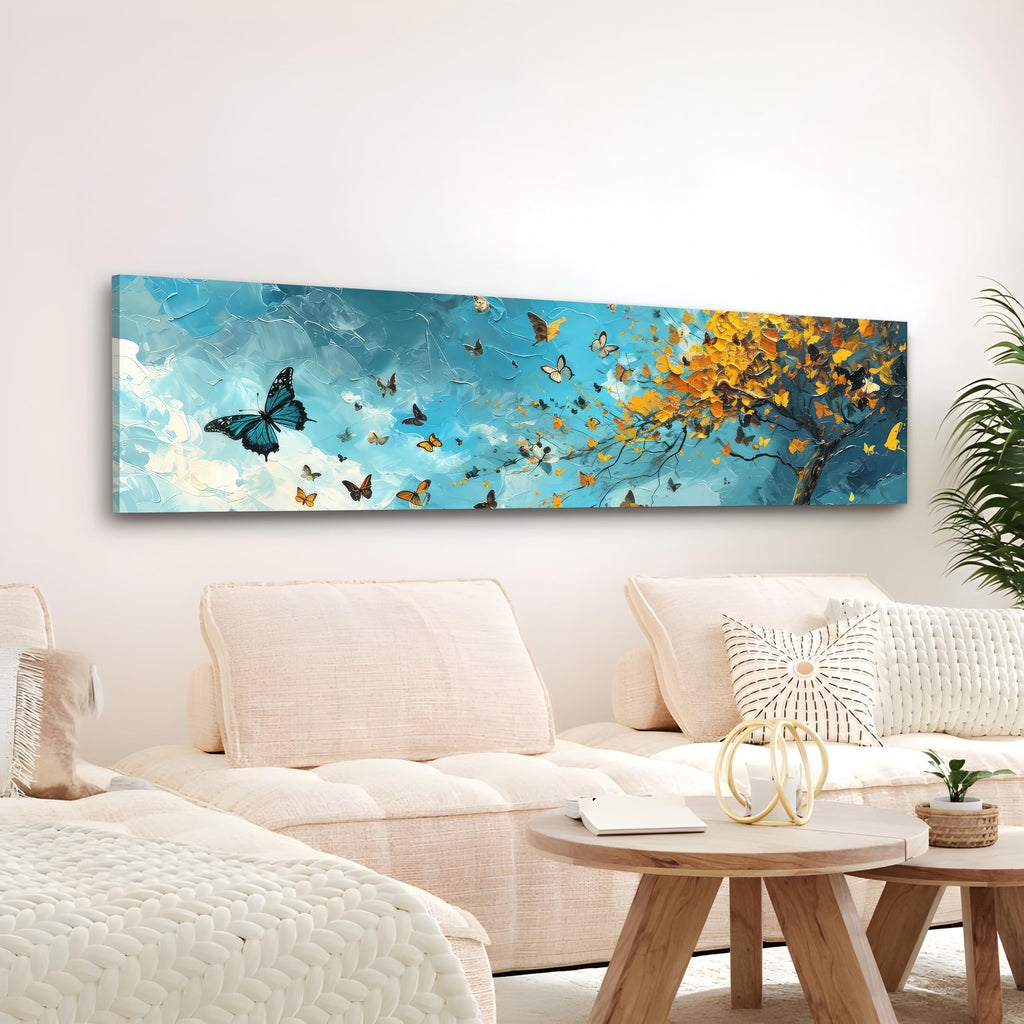 Panoramic Canvas Art Vibrant Blue Sky Panoramic Butterfly Wall Art