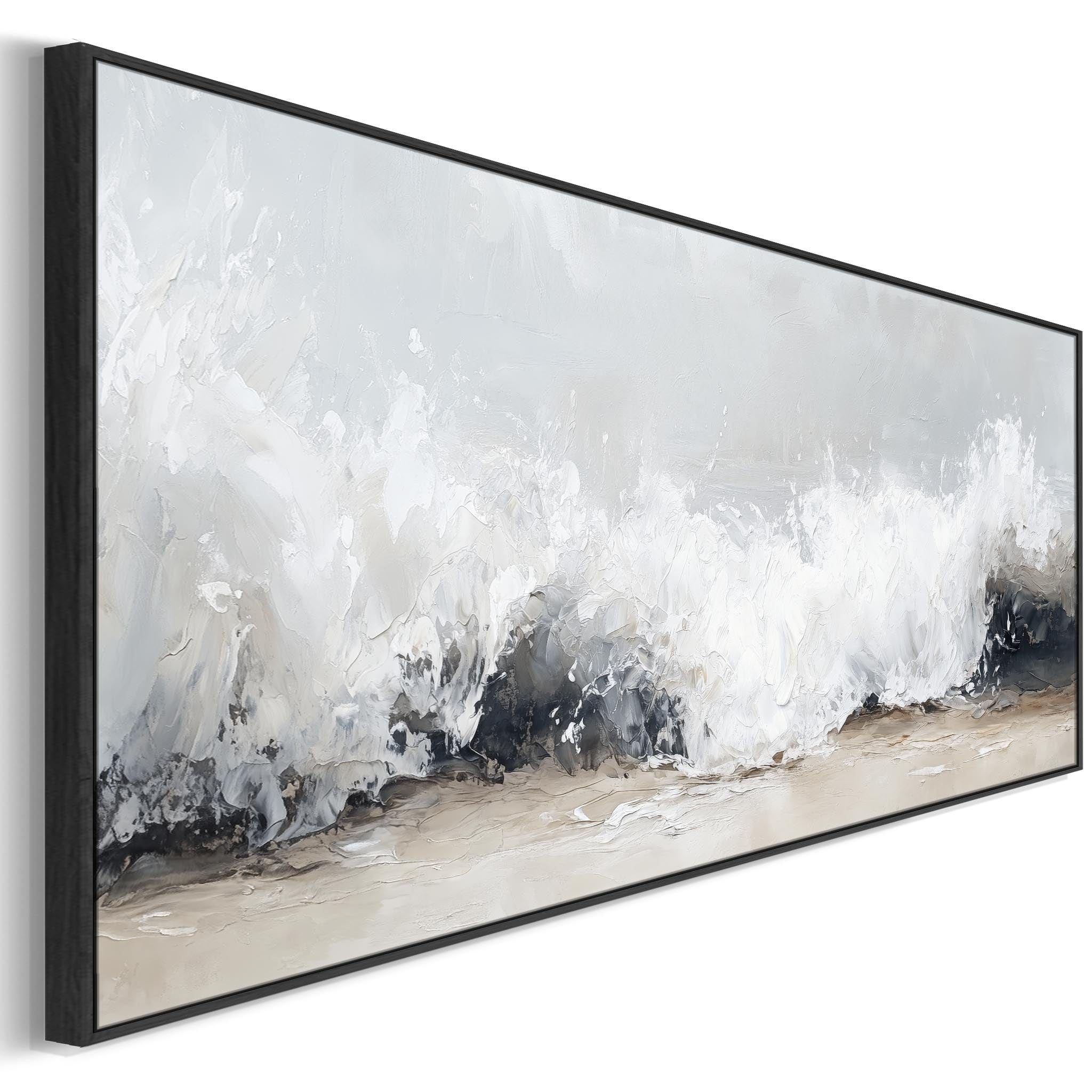 Panoramic Wall Art Heavy Impasto Texture Narrow Panoramic Seascape