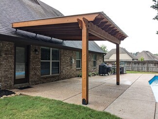 Patio Cover With Roof Mount Attachment and Scrolled Beams