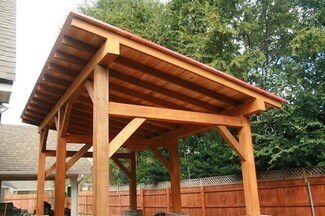 Pavilion: Timber Frame Honey Stained Backyard Structure