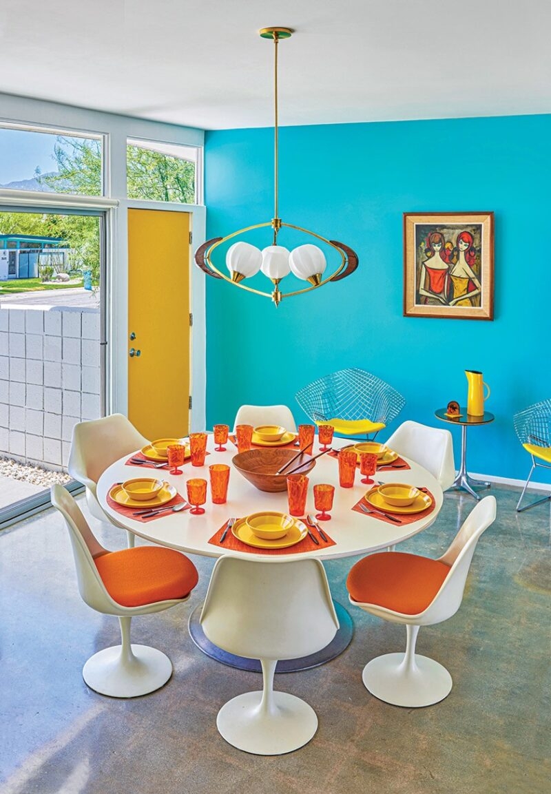 Pedestal Dining Set with Tulip Chairs and Mid-Century Dining