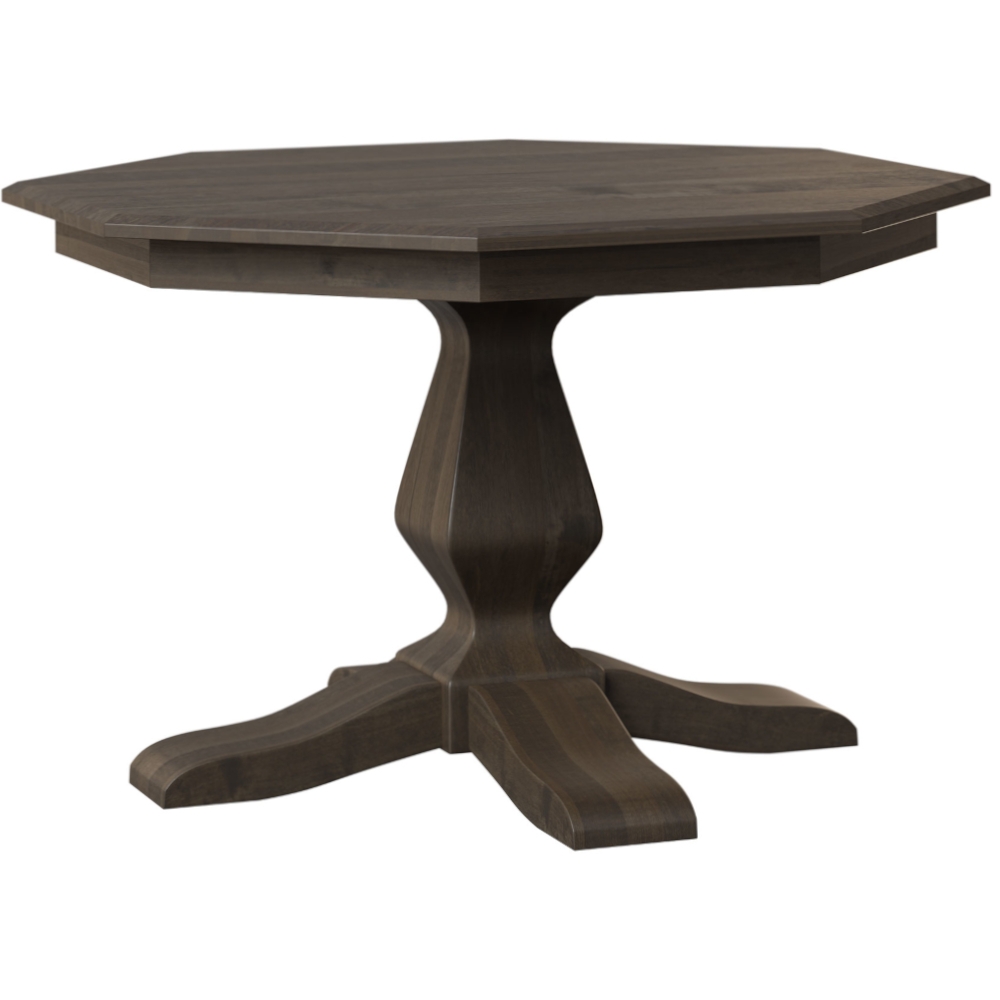 Pedestal Dining Table with Dark Wood Grain Texture
