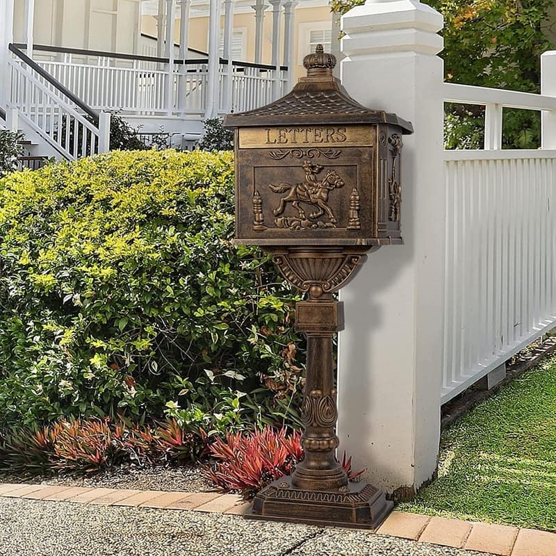 Pedestal Mailbox Antique Bronze Finish Equestrian