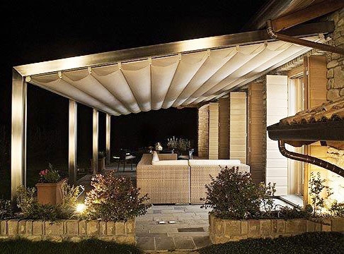 Pergola Canopy Wave Fold Design Metallic Silver Frame