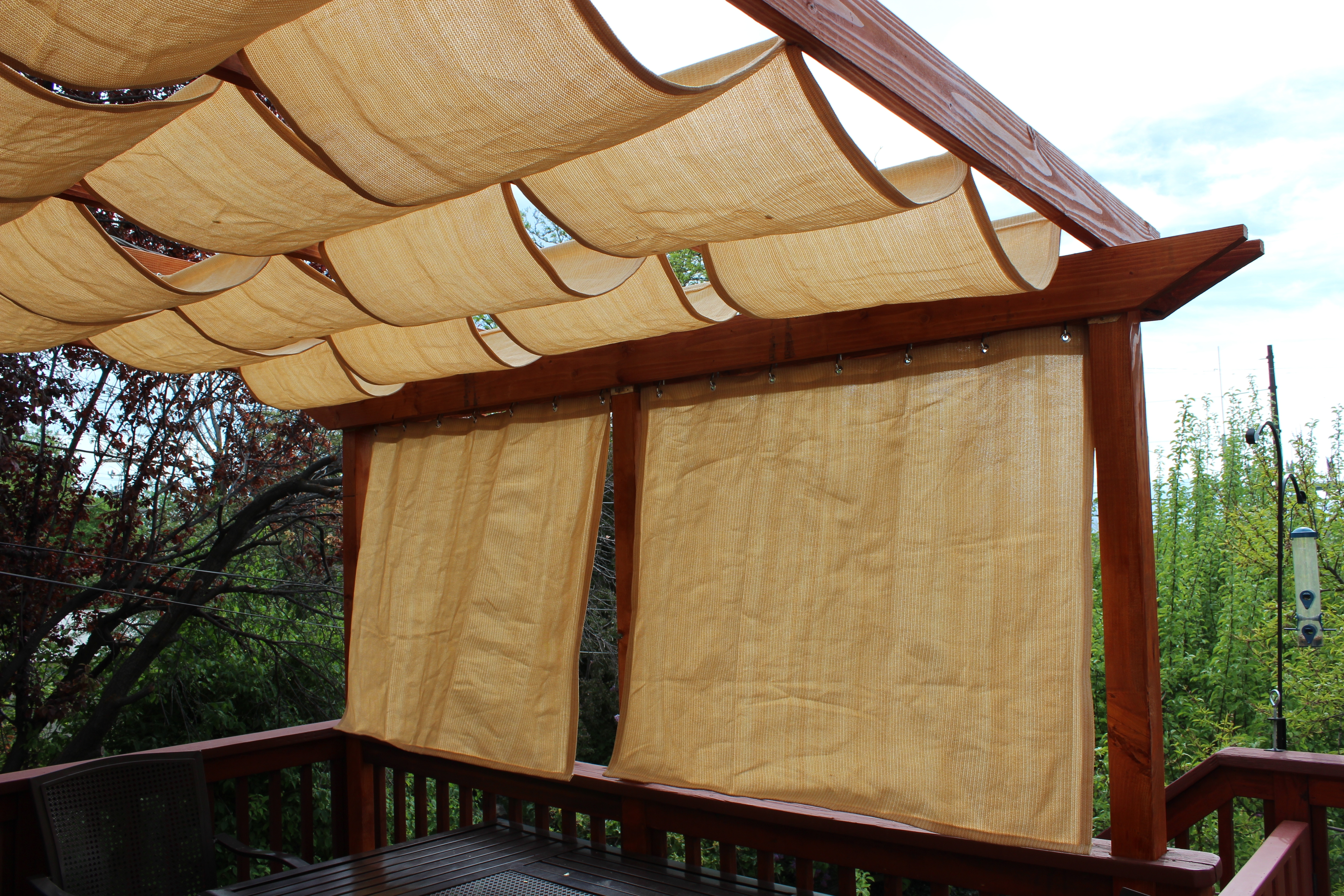 Pergola Scalloped Canopy Wood Toned Rustic Deck Shade