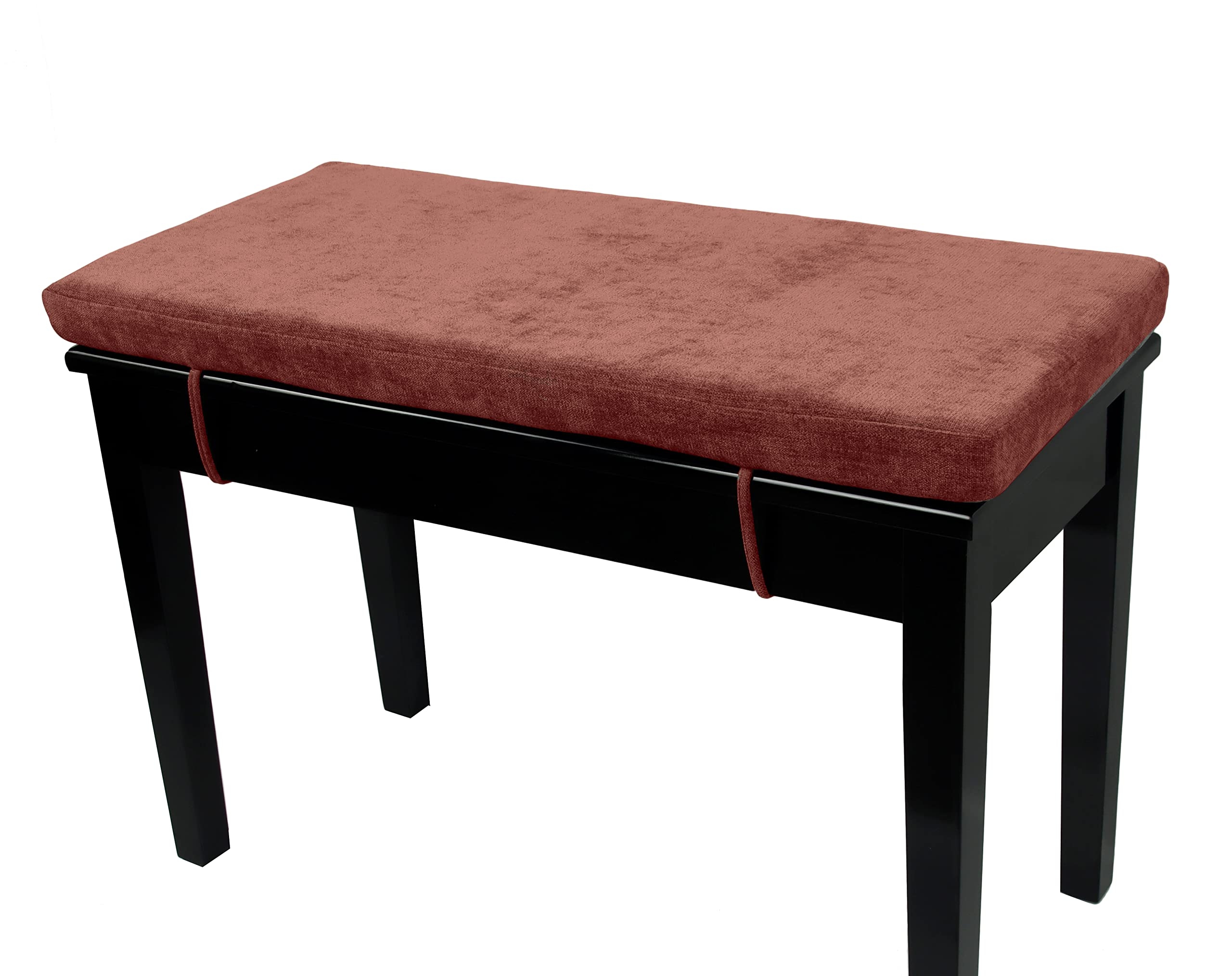 Piano Bench: Brick Red Cushion and Glossy Black Stool