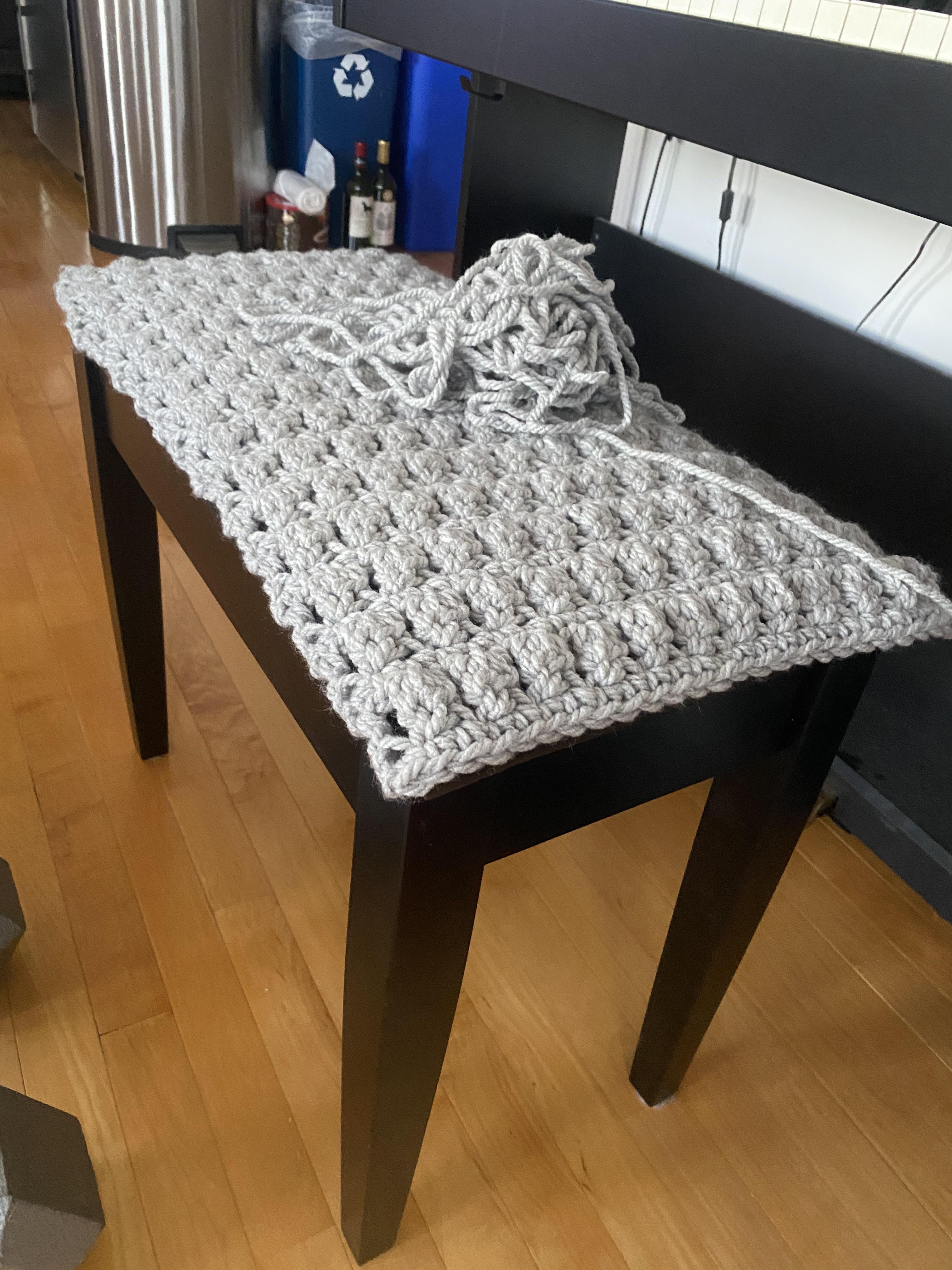Piano Bench: Chunky Crochet Cover Handmade Music Decor