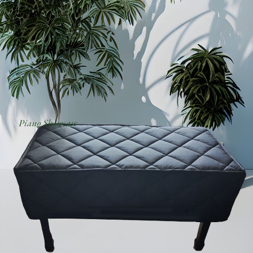 Piano Bench Cover: Diamond Quilt Pattern Gray Protector