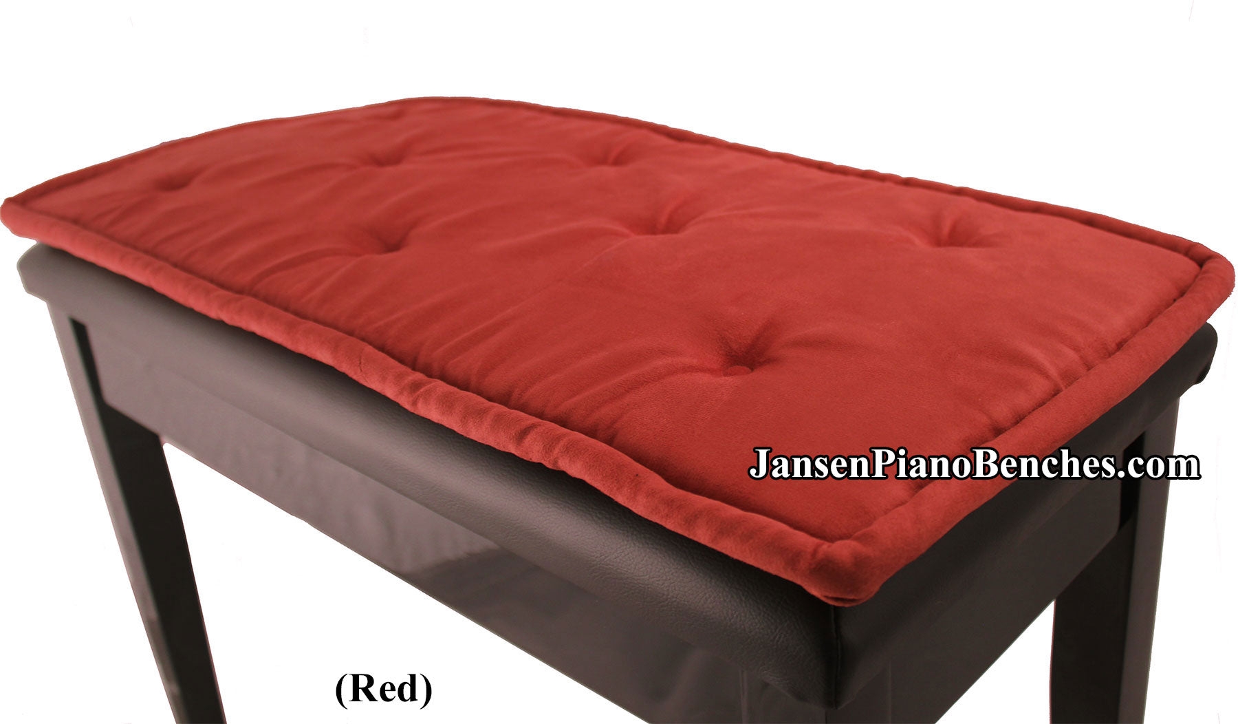Piano Bench Cushion: Crimson Red Button Tufted Pad