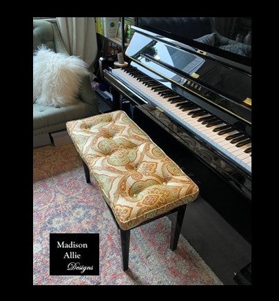 Piano Bench: Paisley Pattern and Tufted Seating Pad