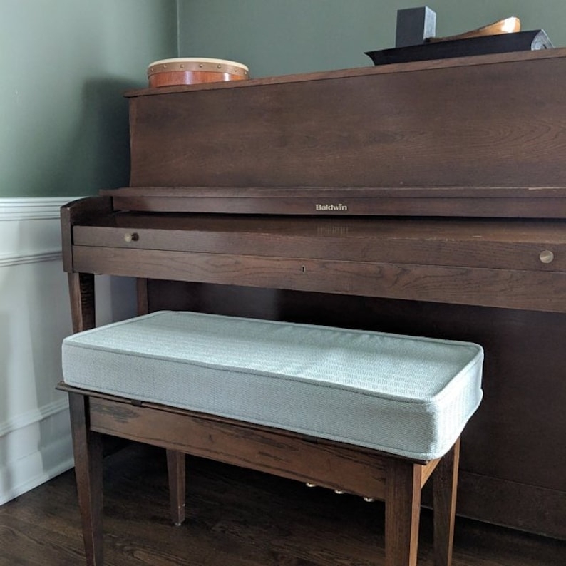 Piano Bench: Seafoam Green Cushion Traditional Seating