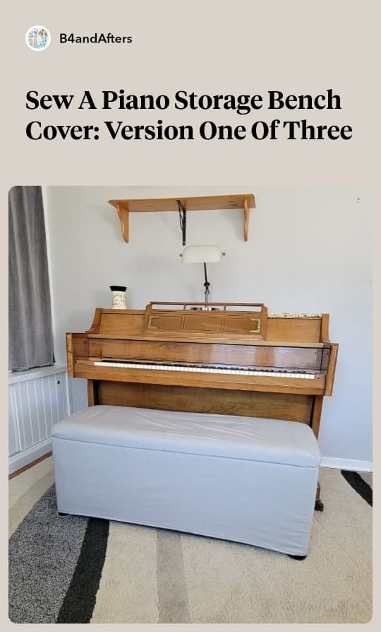 Piano Bench: Storage Base and Slipcovered Piano Bench