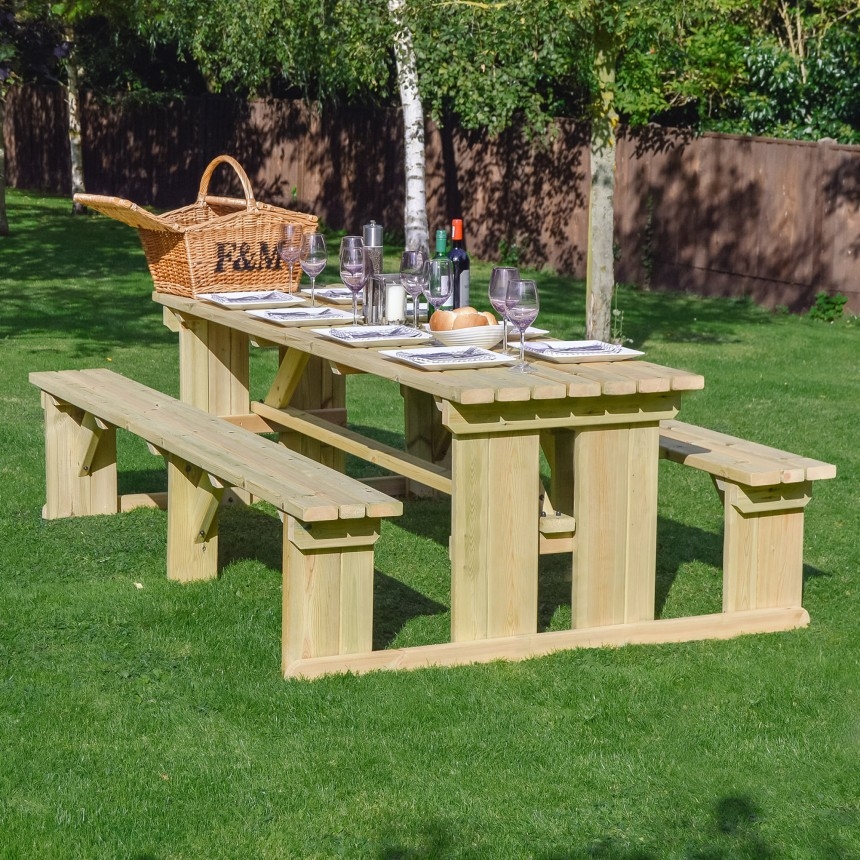 Picnic Bench Set with Heavy Duty Timber and Slatted Surface