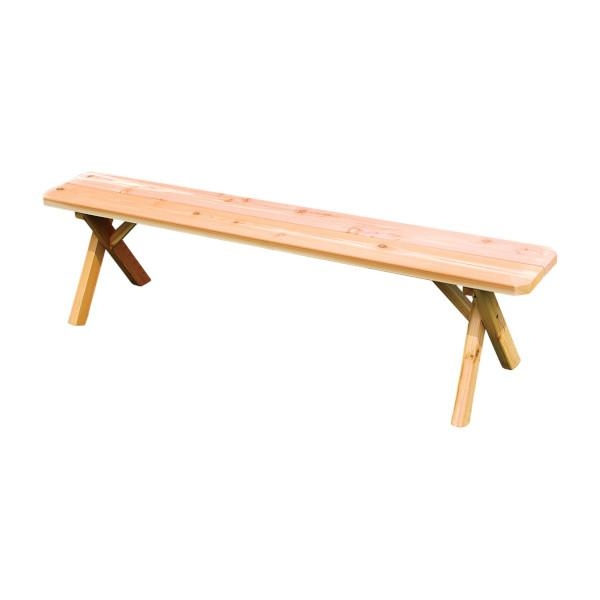 Picnic Bench with Cross-Leg Base and Backless Cedar Wood