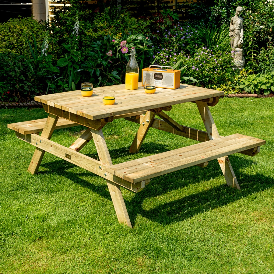 Picnic Bench with Pub Style A-Frame and Natural Wood